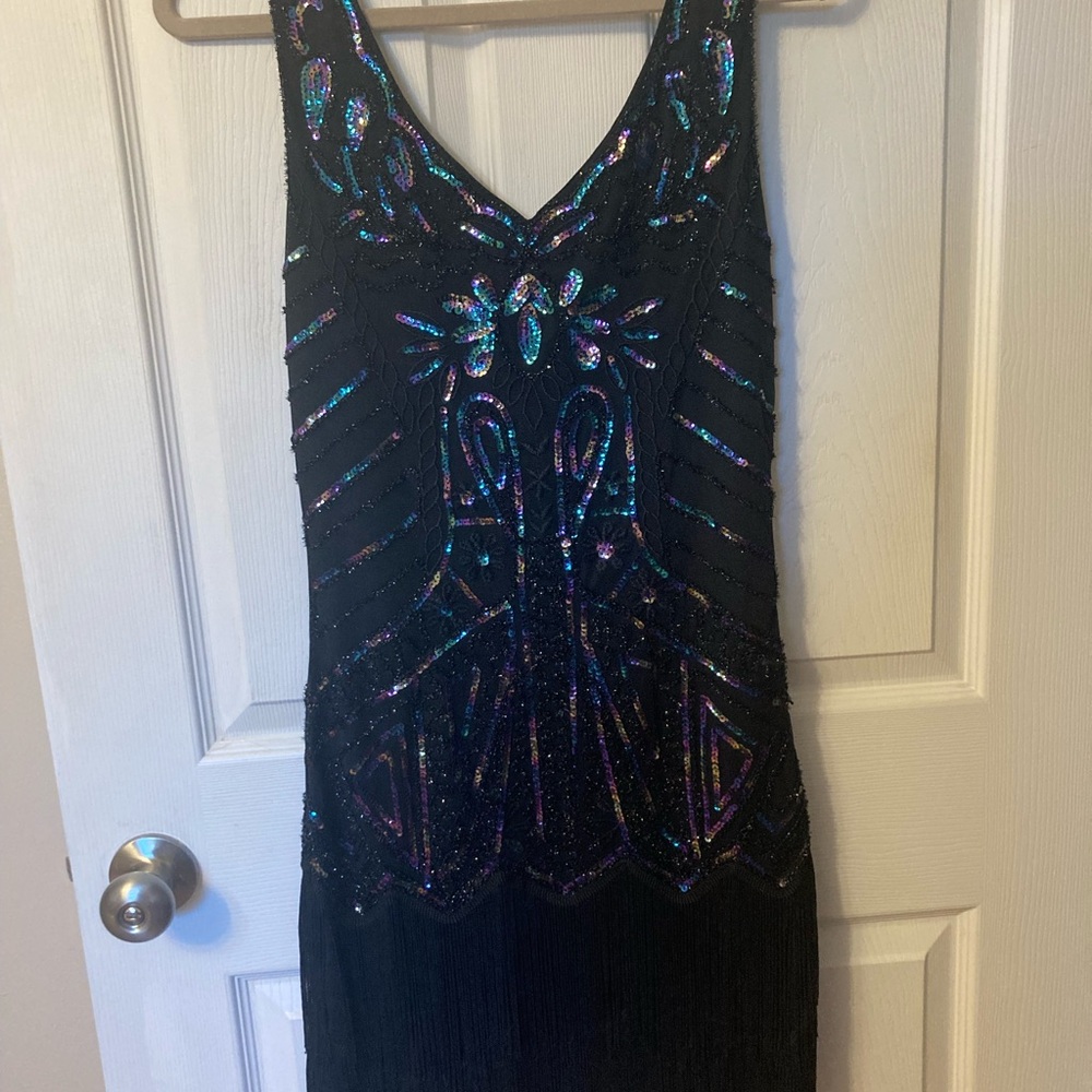 Elegant Black and Purple Women's Dress Sz small
